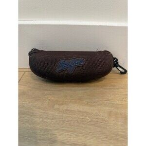 Maui Jim Sunglasses Hard Case Brown Zipper Closure Blue Logo Sign Black Lining